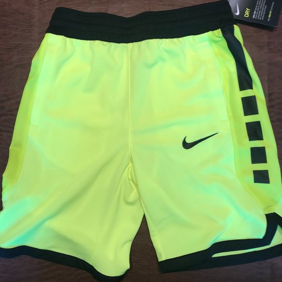 Boys Nike DriFit Basketball Shorts Neon Yellow - Picture 1 of 4